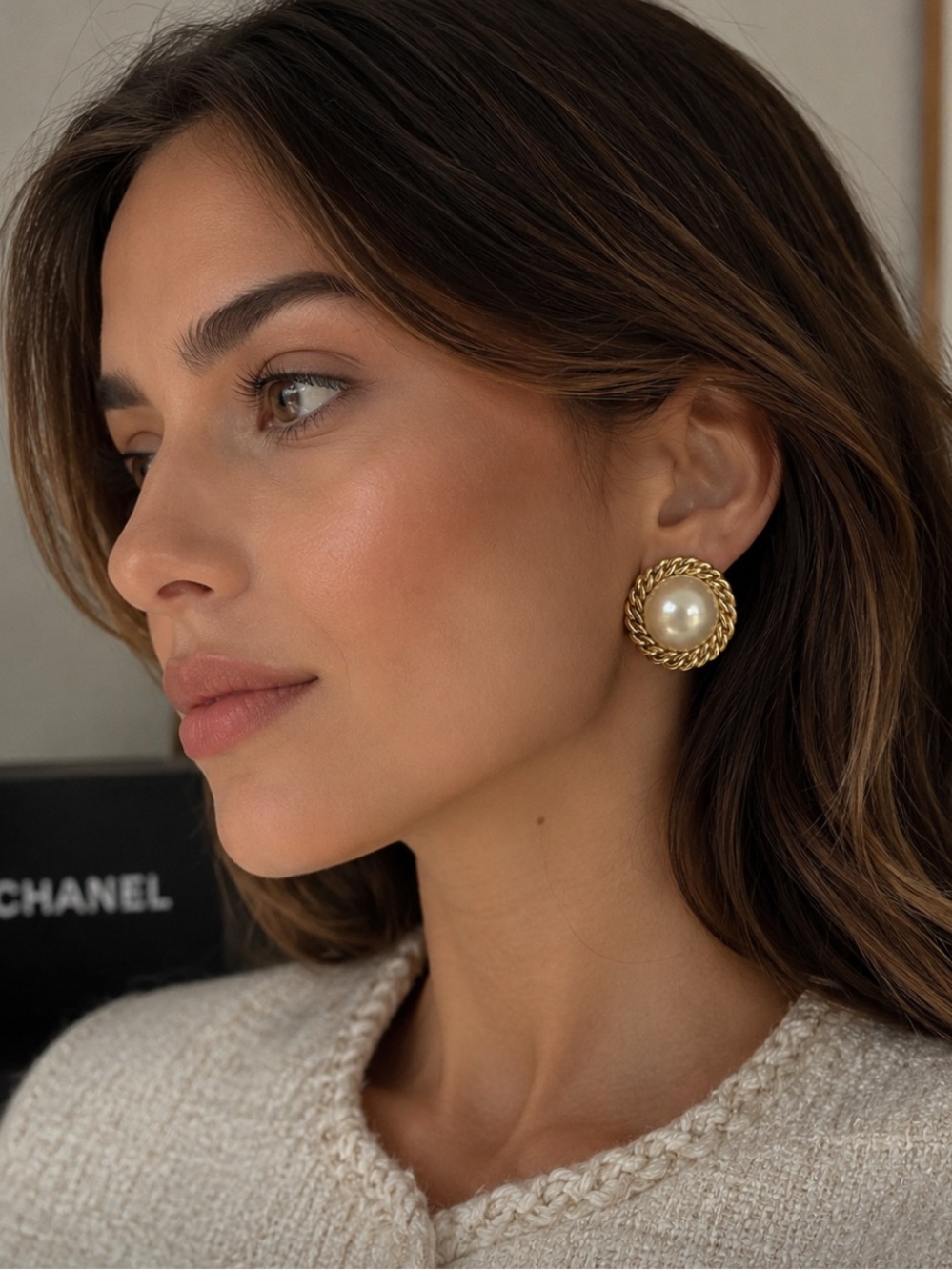 Authentic Vintage Chanel Gold Pearl Statement Clip Earrings